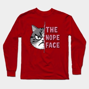 The Nope Face Funny Cat Design Long Sleeve T-Shirt